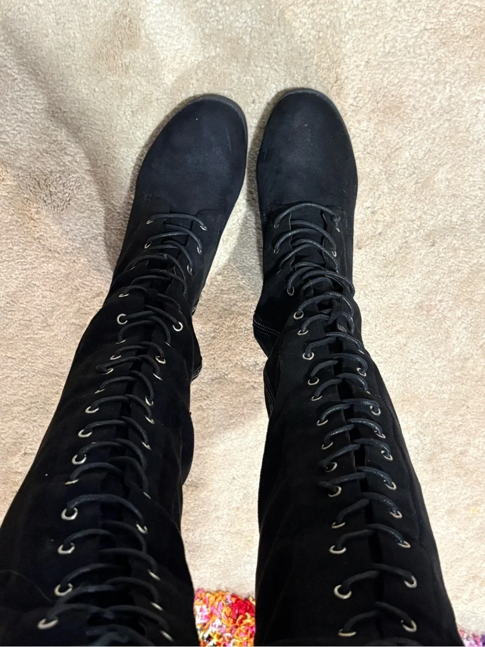 Women's Black Over-the-Knee Lace-Up Boots